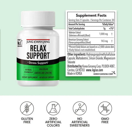 JUNGKWANJANG - JungKwanJang Relax with Valerian Root and American Ginseng 60 Capsulas - The Red Vitamin MX - Suplementos Alimenticios - {{ shop.shopifyCountryName }}