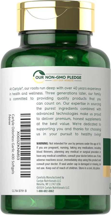 CARLYLE - Carlyle Odorless Garlic 3600Mg. 400 Capsulas Blandas - The Red Vitamin MX - Suplementos Alimenticios - {{ shop.shopifyCountryName }}