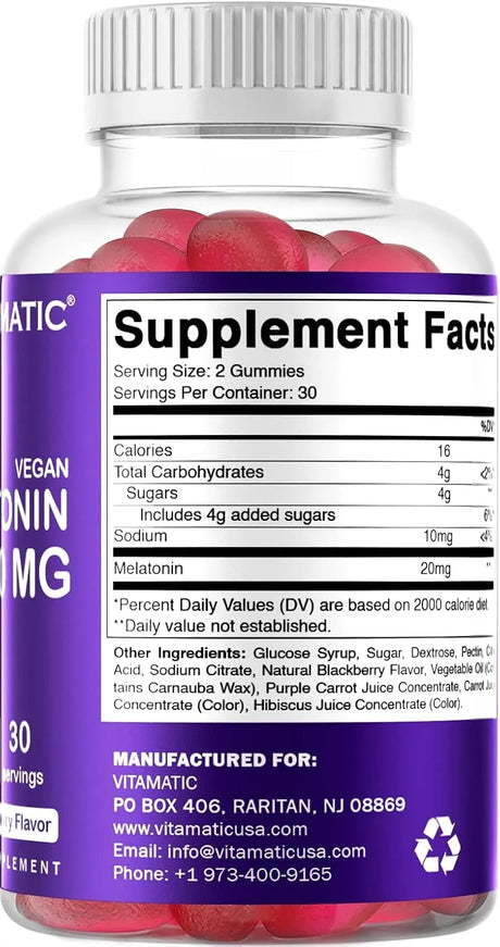 VITAMATIC - Vitamatic Melatonin 20Mg. 60 Gomitas - The Red Vitamin MX - Suplementos Alimenticios - {{ shop.shopifyCountryName }}