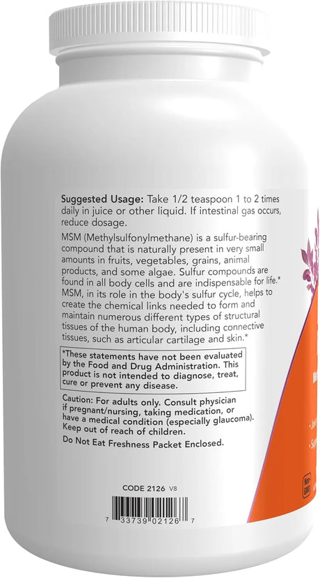 NOW SUPPLEMENTS - NOW Foods Supplements MSM Powder 454Gr. - The Red Vitamin MX - Suplementos Alimenticios - {{ shop.shopifyCountryName }}
