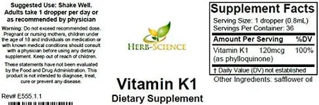 HERB SCIENCE - Herb-Science Vitamin K1 Drops 1 Fl.Oz. - The Red Vitamin MX - Suplementos Alimenticios - {{ shop.shopifyCountryName }}