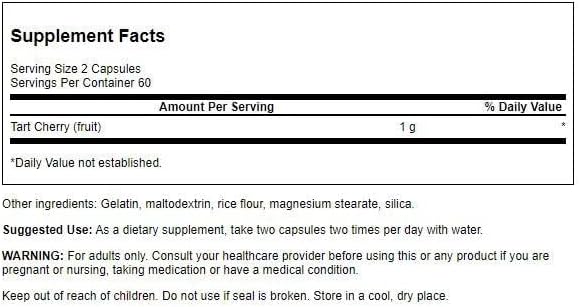 Swanson Tart Cherry 500Mg. 120 Capsulas 2 Pack