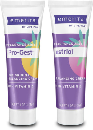 Emerita by Life-flo Pro-Gest Balancing Cream and Estriol Balancing Cream 4Oz.