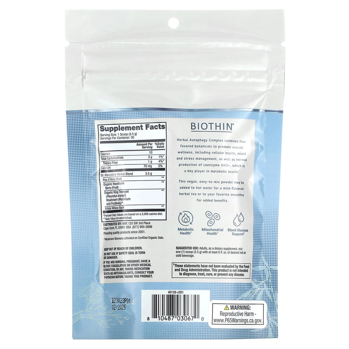 Dr. Mercola Biothin Herbal Autophagy Complex 3.7Oz