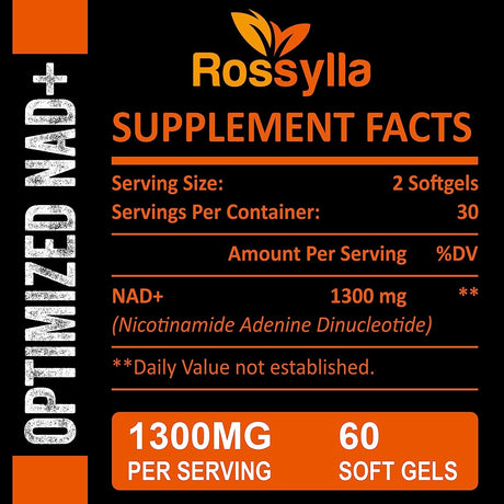 Rossylla 1300Mg. Liposomal NAD+ Supplement 60 Capsulas Blandas - The Red Vitamin MX - Suplementos Alimenticios - ROSSYLLA