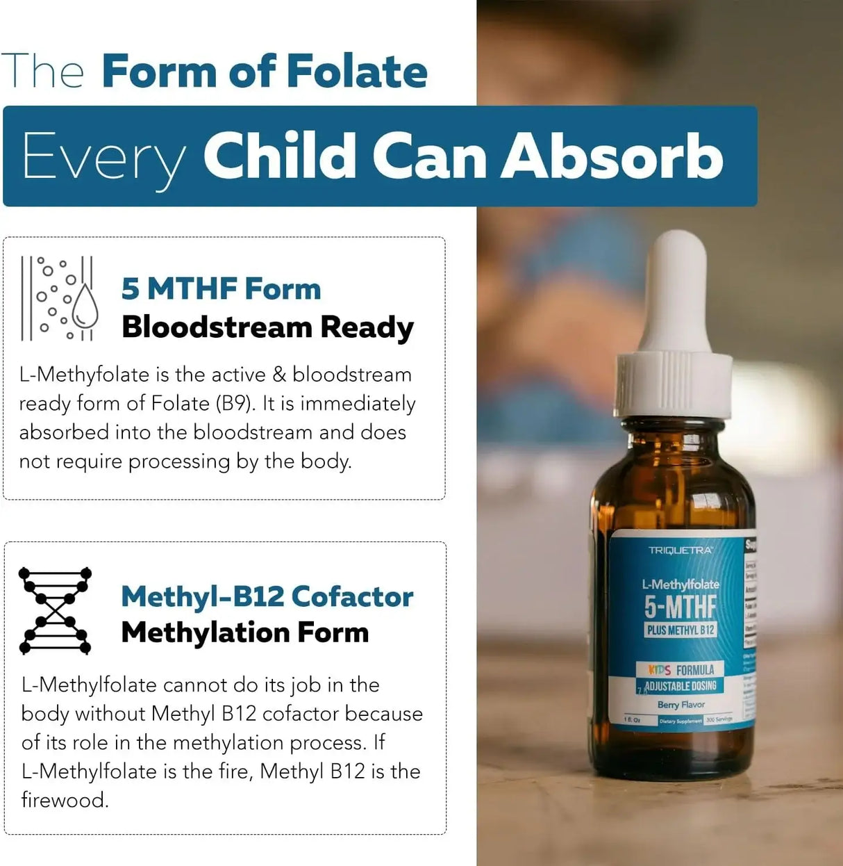 TRIQUETRA - Triquetra Organic Kids Methylfolate + Methyl B12 Cofactor 1Oz. - The Red Vitamin MX - Suplementos Alimenticios - {{ shop.shopifyCountryName }}