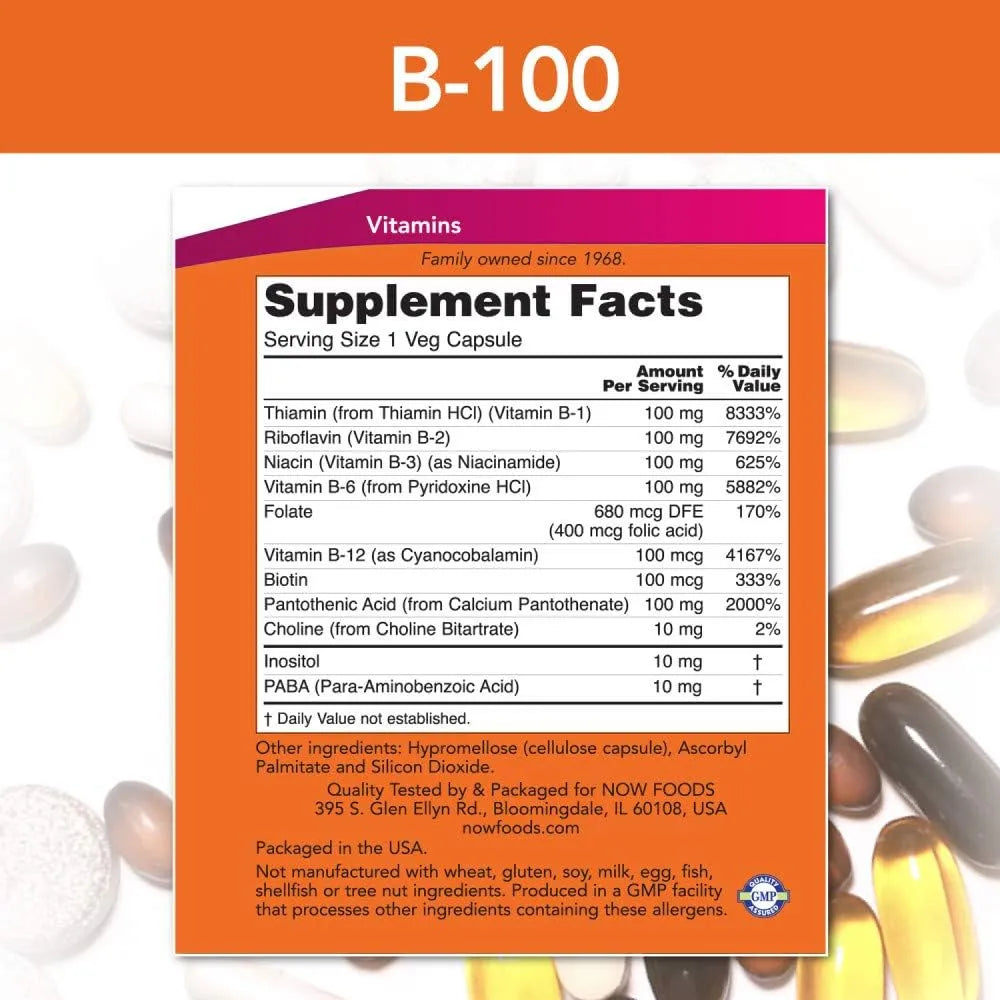 NOW SUPPLEMENTS - Now Supplements B-100 250 Capsulas - The Red Vitamin MX - Suplementos Alimenticios - {{ shop.shopifyCountryName }}