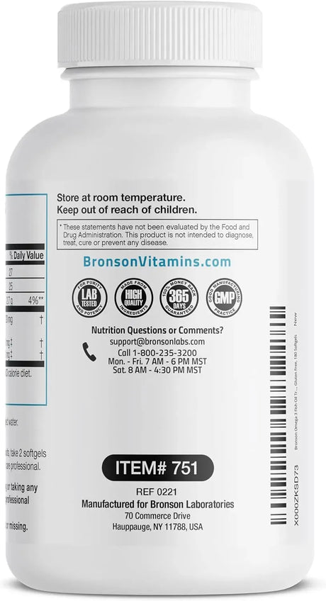BRONSON - Bronson Omega 3 Fish Oil Triple Strength 2720Mg. 180 Capsulas Blandas - The Red Vitamin MX - Suplementos Alimenticios - {{ shop.shopifyCountryName }}