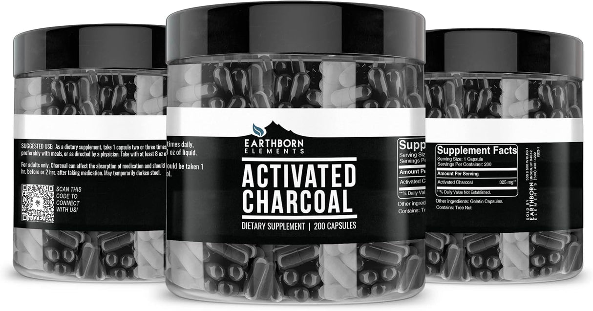 Earthborn Elements Activated Charcoal 200 Capsulas