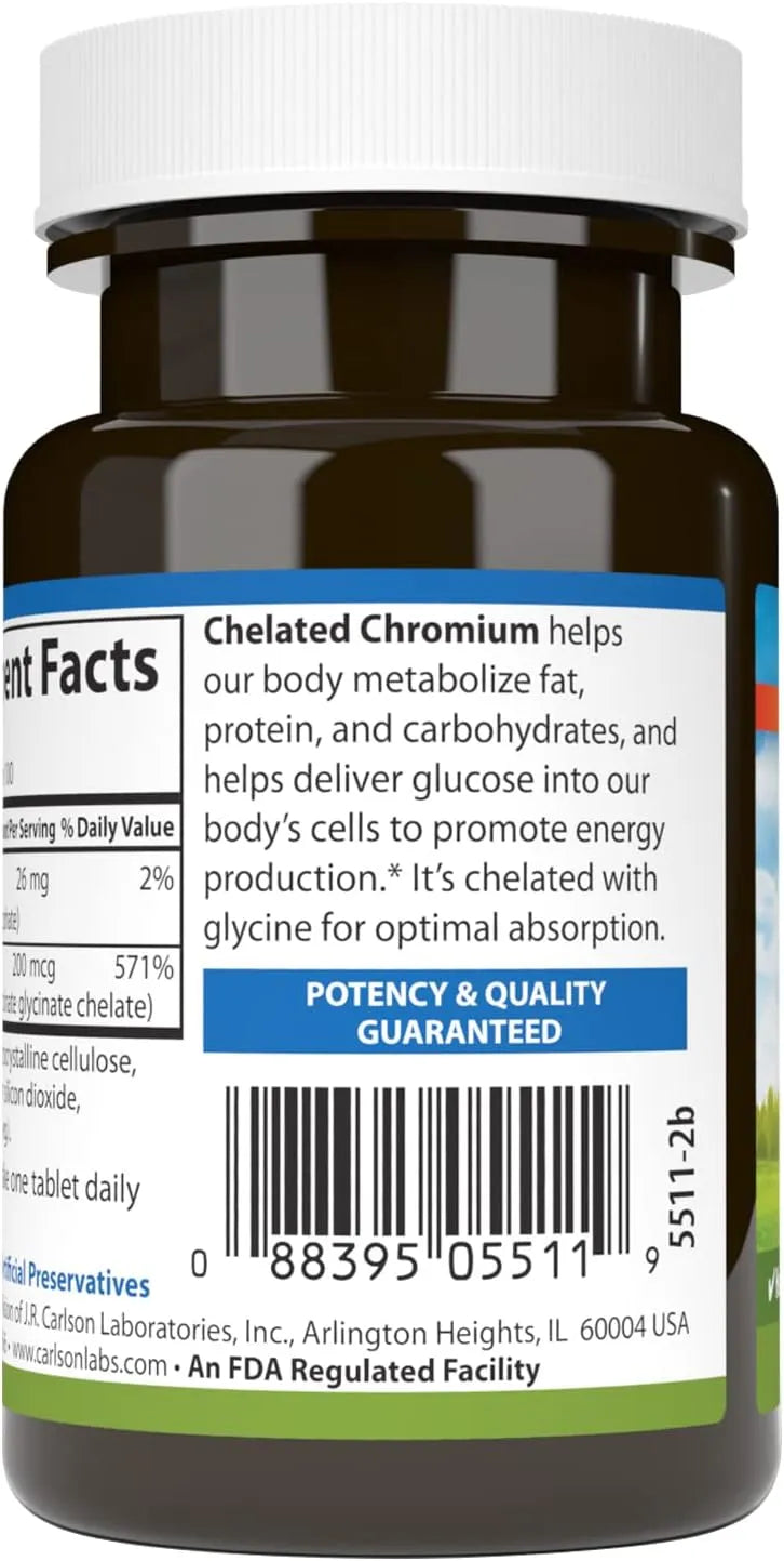 CARLSON - Carlson Chelated Chromium 200mcg 100 Tabletas - The Red Vitamin MX - Suplementos Alimenticios - {{ shop.shopifyCountryName }}