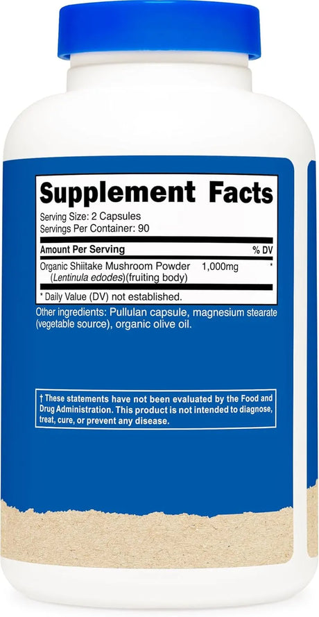 NUTRICOST - Nutricost Organic Shiitake Mushroom 1000Mg. 180 Capsulas - The Red Vitamin MX - Suplementos Alimenticios - {{ shop.shopifyCountryName }}