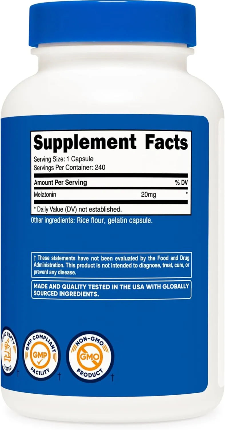 NUTRICOST - Nutricost Melatonin 20Mg. 240 Capsulas - The Red Vitamin MX - Suplementos Alimenticios - {{ shop.shopifyCountryName }}