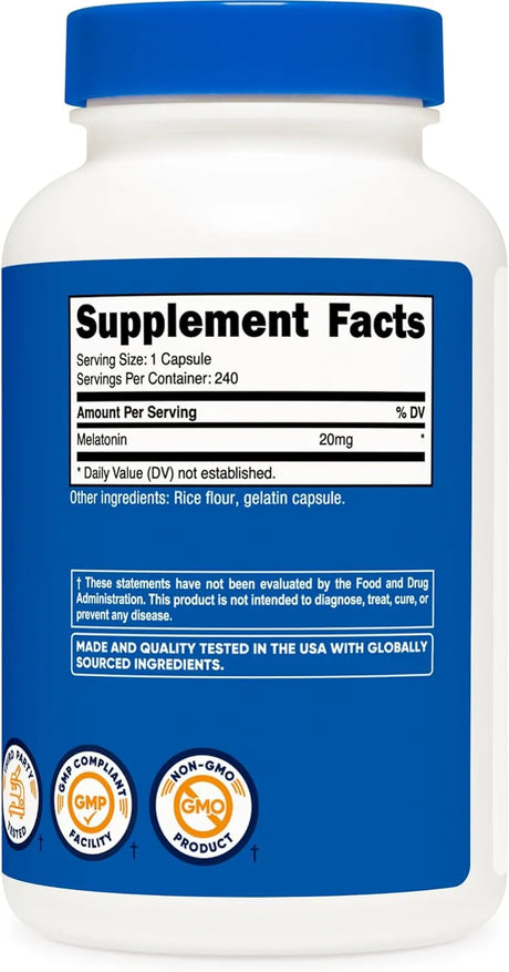 NUTRICOST - Nutricost Melatonin 20Mg. 240 Capsulas - The Red Vitamin MX - Suplementos Alimenticios - {{ shop.shopifyCountryName }}