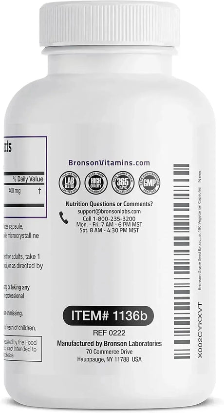 BRONSON - Bronson Grape Seed Extract 400Mg. 180 Capsulas - The Red Vitamin MX - Suplementos Alimenticios - {{ shop.shopifyCountryName }}