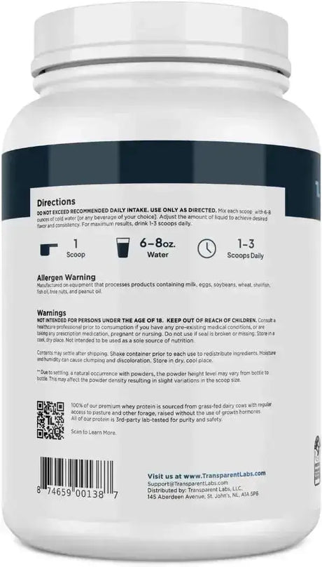 TRANSPARENT LABS - Transparent Labs Grass-Fed Whey Protein Isolate 30 Servicios Milk Chocolate 2.3Lb. - The Red Vitamin MX - Suplementos Alimenticios - {{ shop.shopifyCountryName }}