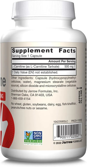 JARROW FORMULAS - Jarrow Formulas L-Carnitine 500Mg. 100 Capsulas - The Red Vitamin MX - Suplementos Alimenticios - {{ shop.shopifyCountryName }}