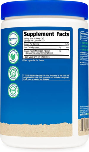 NUTRICOST - Nutricost Organic Reishi Mushroom Powder 227Gr. - The Red Vitamin MX - Suplementos Alimenticios - {{ shop.shopifyCountryName }}