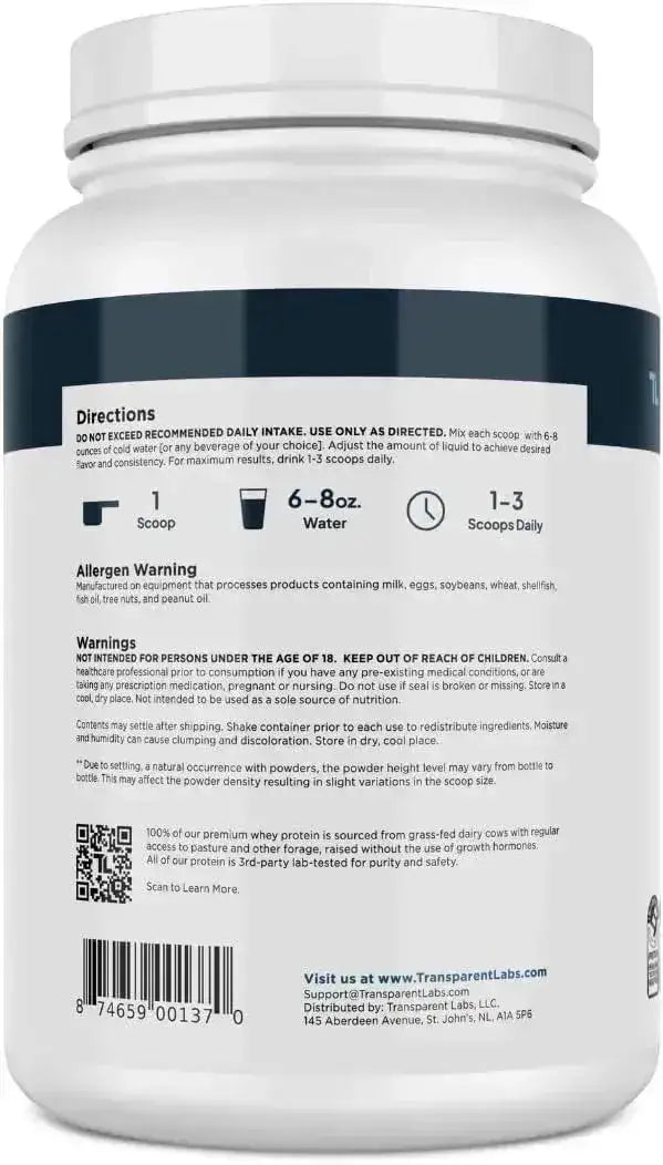 TRANSPARENT LABS - Transparent Labs Grass-Fed Whey Protein Isolate 30 Servicios French Vanilla 2.26Lb. - The Red Vitamin MX - Suplementos Alimenticios - {{ shop.shopifyCountryName }}