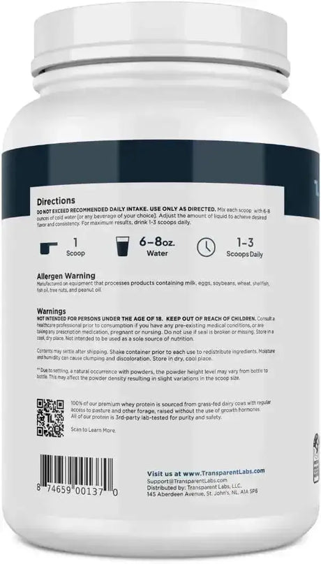 TRANSPARENT LABS - Transparent Labs Grass-Fed Whey Protein Isolate 30 Servicios French Vanilla 2.26Lb. - The Red Vitamin MX - Suplementos Alimenticios - {{ shop.shopifyCountryName }}