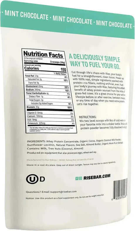 RISE - Rise Whey Protein Powder Grass Fed Mint Chocolate 1.1 Kg. - The Red Vitamin MX - Suplementos Alimenticios - {{ shop.shopifyCountryName }}