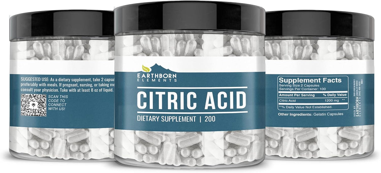 Earthborn Elements Citric Acid 200 Capsulas