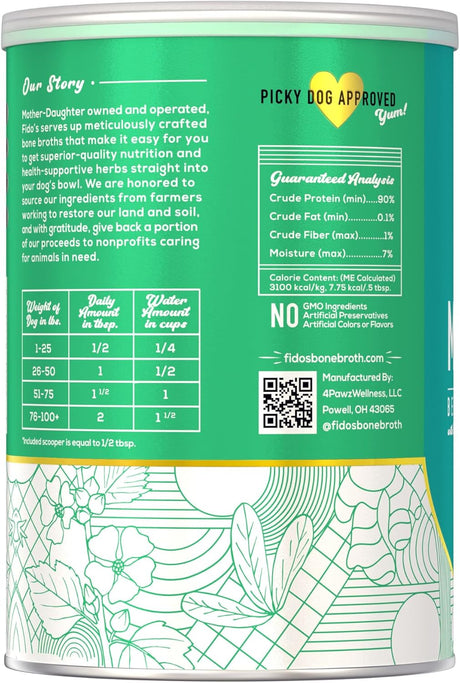 FIDO'S - Fido's Mobility Bone Broth for Dogs 60 Servicios 184Gr. - The Red Vitamin MX - Suplementos Herbales Para Perros - {{ shop.shopifyCountryName }}