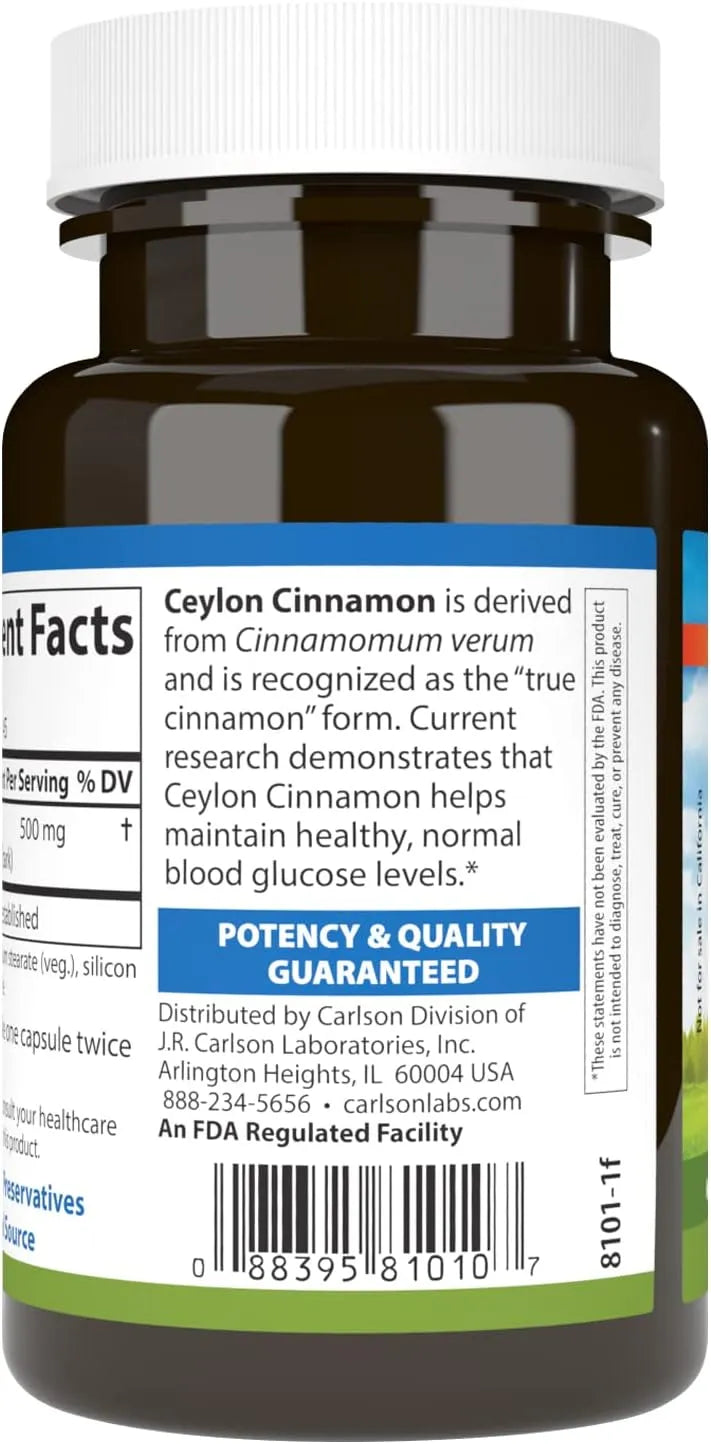 CARLSON - Carlson Ceylon Cinnamon 500Mg. 45 Capsulas - The Red Vitamin MX - Suplementos Alimenticios - {{ shop.shopifyCountryName }}