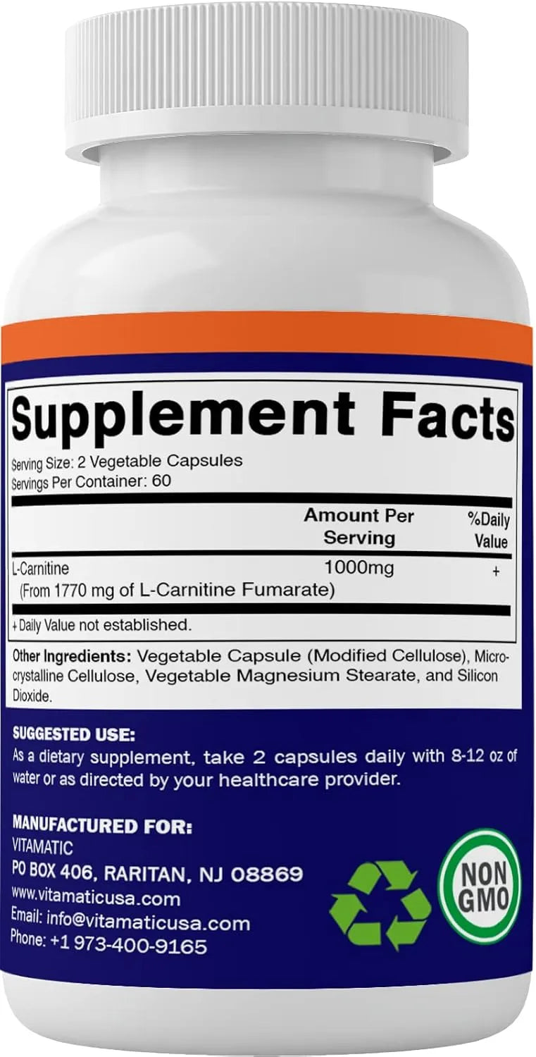 VITAMATIC - Vitamatic L-Carnitine Fumarate 1000Mg. 120 Capsulas 2 Pack - The Red Vitamin MX - Suplementos Alimenticios - {{ shop.shopifyCountryName }}