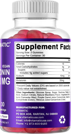 VITAMATIC - Vitamatic Melatonin 20Mg. 60 Gomitas 2 Pack - The Red Vitamin MX - Suplementos Alimenticios - {{ shop.shopifyCountryName }}