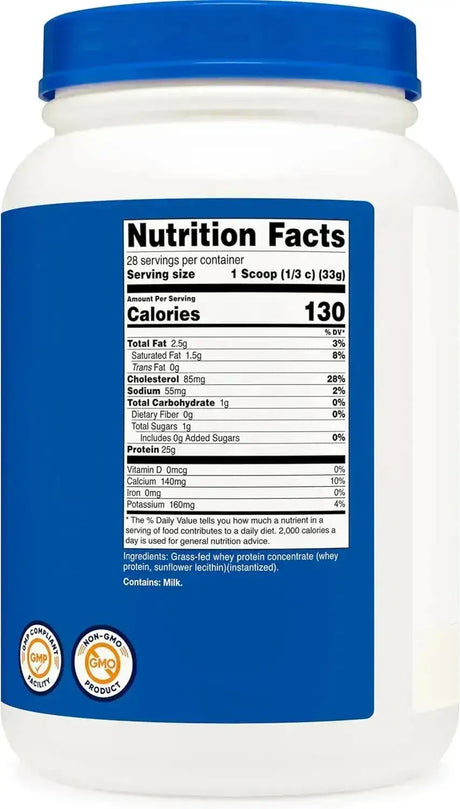 NUTRICOST - Nutricost Grass-Fed Whey Protein Concentrate 24 Servicios Unflavored 907Gr. - The Red Vitamin MX - Suplementos Alimenticios - {{ shop.shopifyCountryName }}