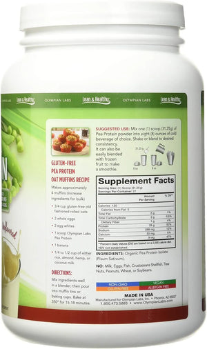 OLYMPIAN LABS - Olympian Labs Plant Based Pea Protein Powder Unflavored 843Gr. - The Red Vitamin MX - Suplementos Alimenticios - {{ shop.shopifyCountryName }}