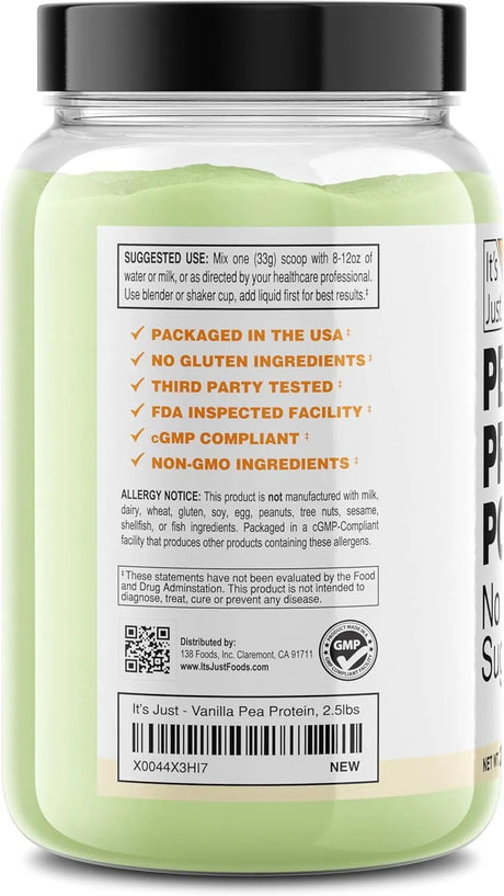 IT´S JUST! - It's Just! 100% Pea Protein Vanilla 1,134Gr. - The Red Vitamin MX - Suplementos Alimenticios - {{ shop.shopifyCountryName }}
