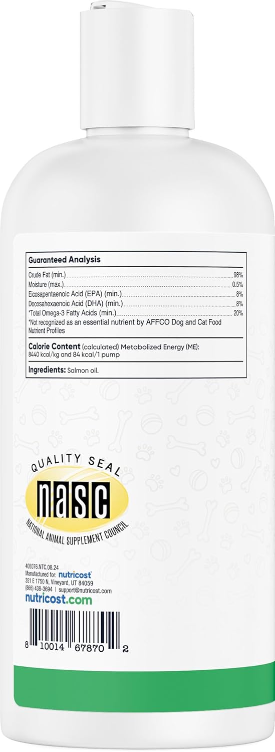 Nutricost Pets Wild Alaskan Salmon Oil for Dogs and Cats 32 Fl.Oz.