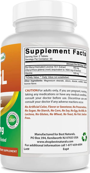 BEST NATURALS - Best Naturals DGL Chewable 380Mg. 180 Tabletas Masticables 2 Pack - The Red Vitamin MX - Suplementos Alimenticios - {{ shop.shopifyCountryName }}