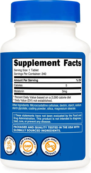 NUTRICOST - Nutricost Melatonin 3Mg. 240 Tabletas - The Red Vitamin MX - Suplementos Alimenticios - {{ shop.shopifyCountryName }}
