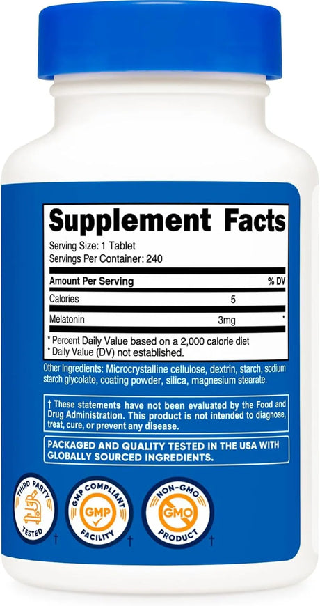 NUTRICOST - Nutricost Melatonin 3Mg. 240 Tabletas - The Red Vitamin MX - Suplementos Alimenticios - {{ shop.shopifyCountryName }}