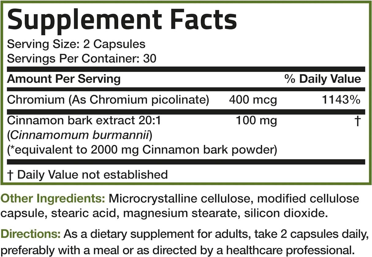 BRONSON - Bronson Cinnamon Plus Chromium Picolinate 60 Capsulas - The Red Vitamin MX - Suplementos Alimenticios - {{ shop.shopifyCountryName }}