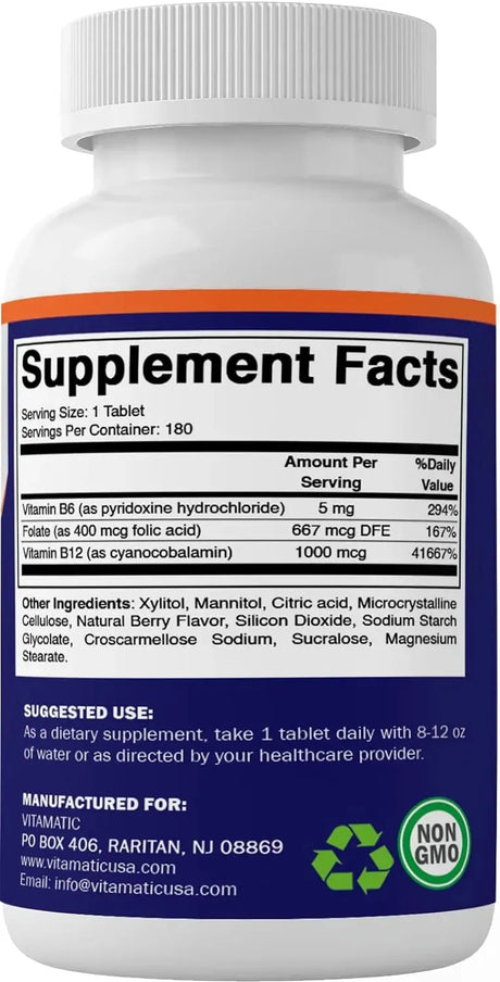 VITAMATIC - Vitamatic Folic Acid B12 B6 180 Tabletas - The Red Vitamin MX - Suplementos Alimenticios - {{ shop.shopifyCountryName }}