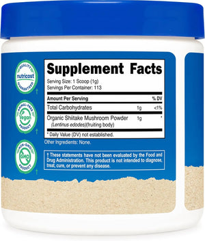 NUTRICOST - Nutricost Organic Shiitake Mushroom Powder 113Gr. - The Red Vitamin MX - Suplementos Alimenticios - {{ shop.shopifyCountryName }}