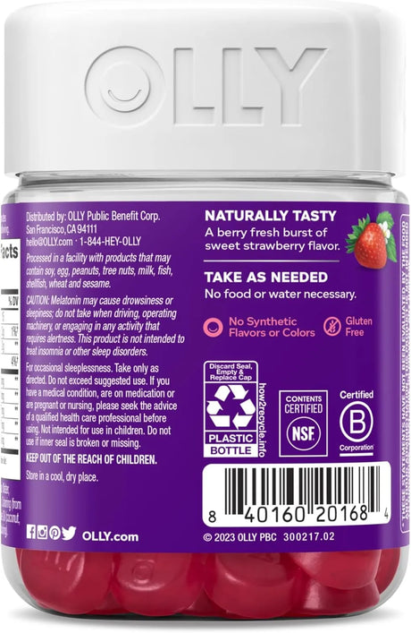 OLLY - OLLY Sleep Gummy 3Mg. Melatonin Strawberry 60 Gomitas - The Red Vitamin MX - Suplementos Alimenticios - {{ shop.shopifyCountryName }}