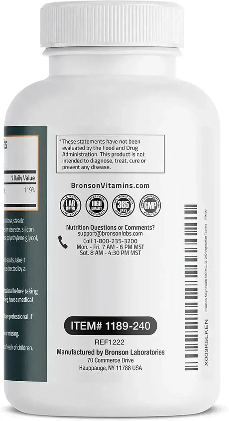 BRONSON - Bronson Magnesium 500Mg. 240 Tabletas - The Red Vitamin MX - Suplementos Alimenticios - {{ shop.shopifyCountryName }}