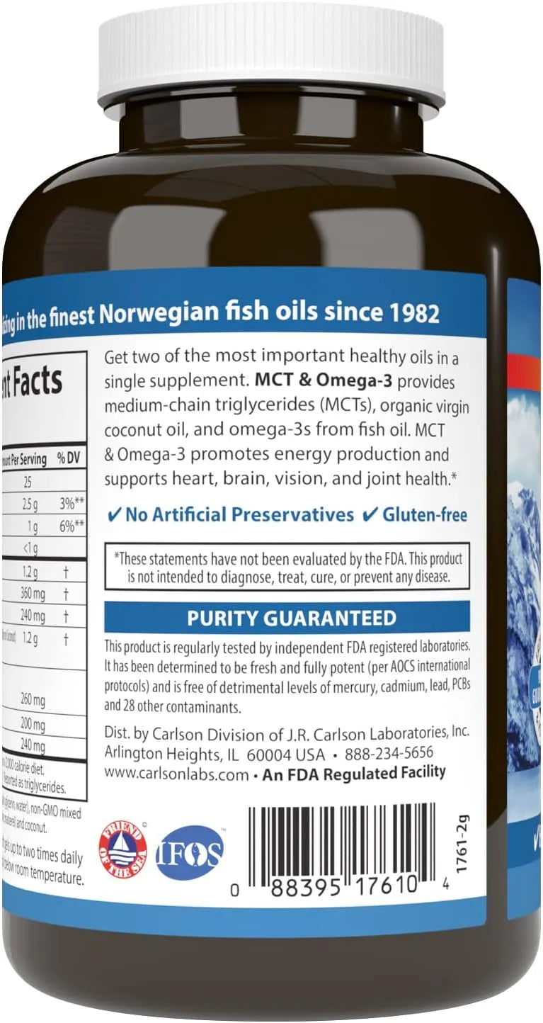CARLSON - Carlson MCT & Omega-3 120 Capsulas Blandas - The Red Vitamin MX - Suplementos Alimenticios - {{ shop.shopifyCountryName }}