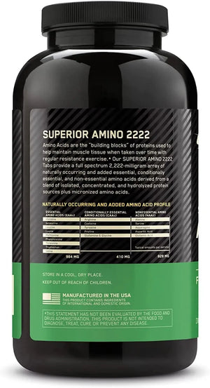 OPTIMUM NUTRITION - Optimum Nutrition Superior Amino 2222 320 Tabletas - The Red Vitamin MX - Suplementos Alimenticios - {{ shop.shopifyCountryName }}