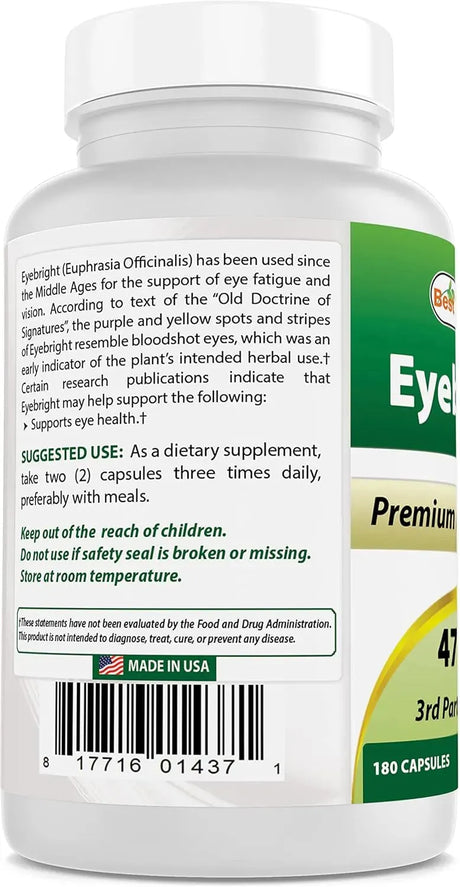 BEST NATURALS - Best Naturals Eyebright 470Mg. 180 Capsulas 2 Pack - The Red Vitamin MX - Suplementos Alimenticios - {{ shop.shopifyCountryName }}