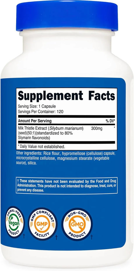 NUTRICOST - Nutricost Milk Thistle 300Mg. 120 Capsulas - The Red Vitamin MX - Suplementos Alimenticios - {{ shop.shopifyCountryName }}