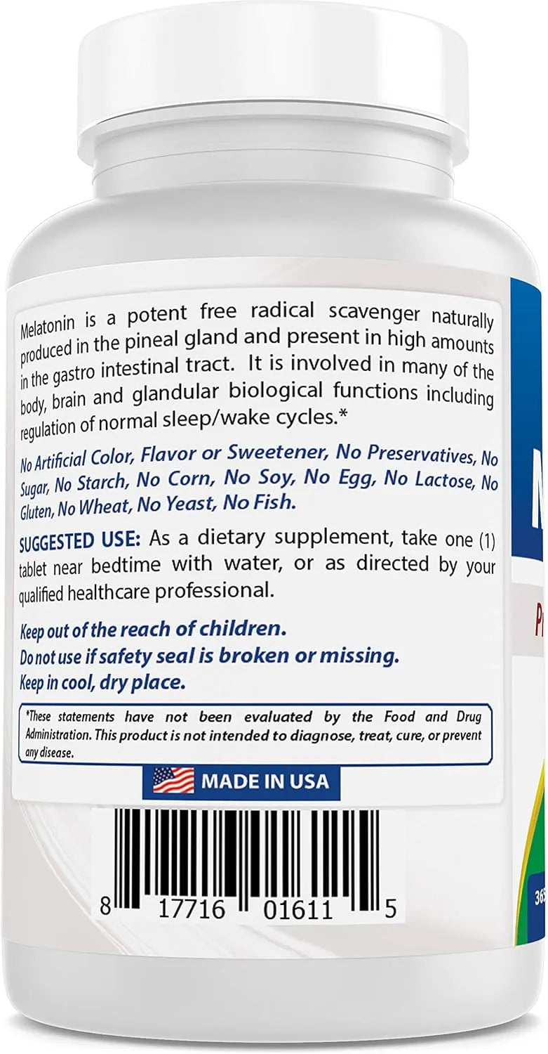 BEST NATURALS - Best Naturals Melatonin 12Mg. 365 Tabletas - The Red Vitamin MX - Suplementos Alimenticios - {{ shop.shopifyCountryName }}