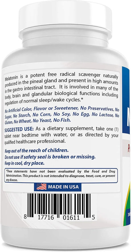 BEST NATURALS - Best Naturals Melatonin 12Mg. 365 Tabletas - The Red Vitamin MX - Suplementos Alimenticios - {{ shop.shopifyCountryName }}