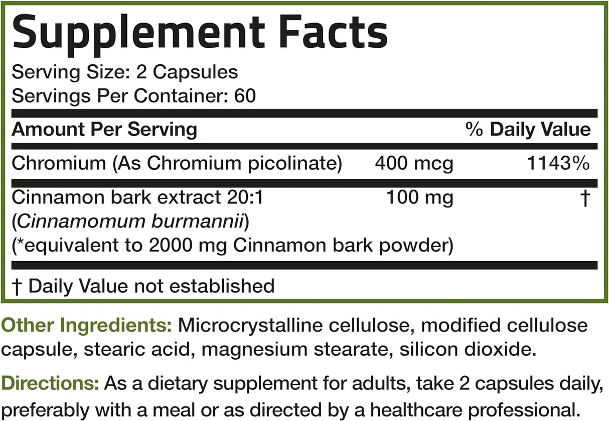 BRONSON - Bronson Cinnamon Plus Chromium Picolinate 120 Capsulas - The Red Vitamin MX - Suplementos Alimenticios - {{ shop.shopifyCountryName }}