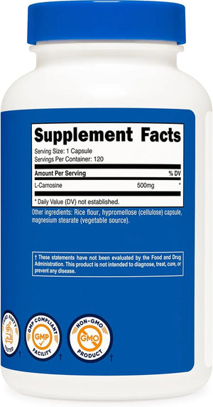 NUTRICOST - Nutricost L-Carnosine 500Mg. 120 Capsulas - The Red Vitamin MX - Suplementos Alimenticios - {{ shop.shopifyCountryName }}