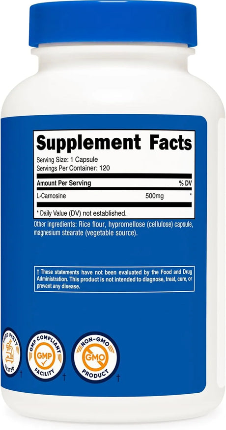 NUTRICOST - Nutricost L-Carnosine 500Mg. 120 Capsulas - The Red Vitamin MX - Suplementos Alimenticios - {{ shop.shopifyCountryName }}